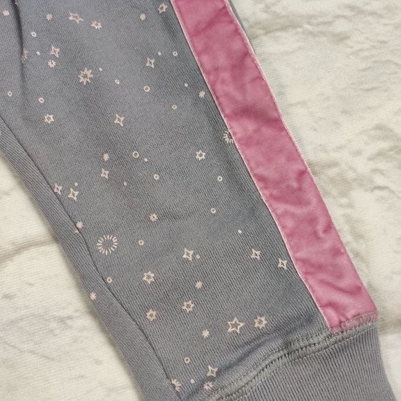Peek grey pink velour side stripe jogger sweatpants star accents toddler sz 2T - Picture 3 of 5